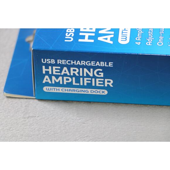 USB Rechargeable Hearing Amplifier 2 Pack Dock Adjustable 4 Level Lightweight - Picture 3 of 6